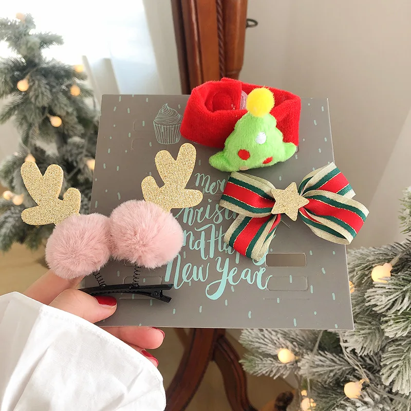 Christmas Small Hairclip Gift Gift Set Headwear Hairpin Glasses Frame Antlers Bracelet Hairpin Head Buckle