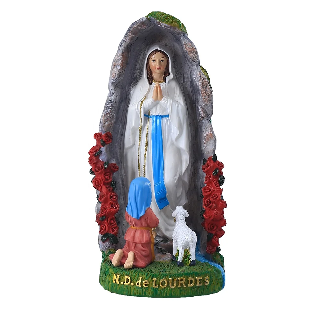 7inch Catholic Our Lady of Lourdes Statue Resin Sculpture Decoration Lourdes in Saint Bernadette Grotto Figurine Religious Gift