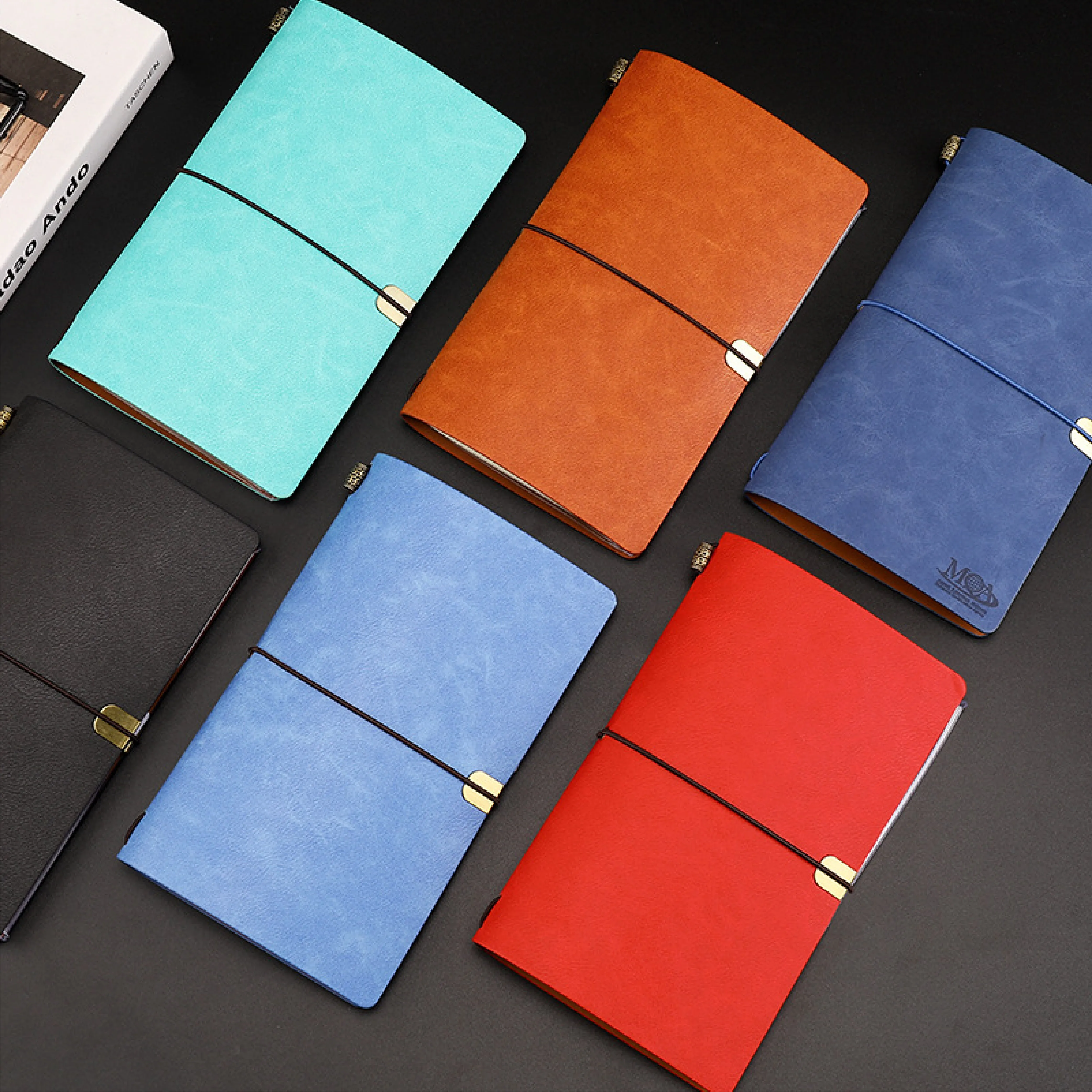 school supplies A6 recycle note book custom printed sketchbook soft PU leather diary with pocket card holder traveler journal