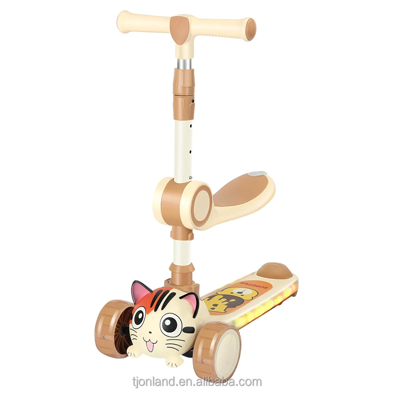 2023 HOT SALE push portable foldable self balancing 2 in 1 foot kick kdis scooter with three big wheels for girl boy baby child