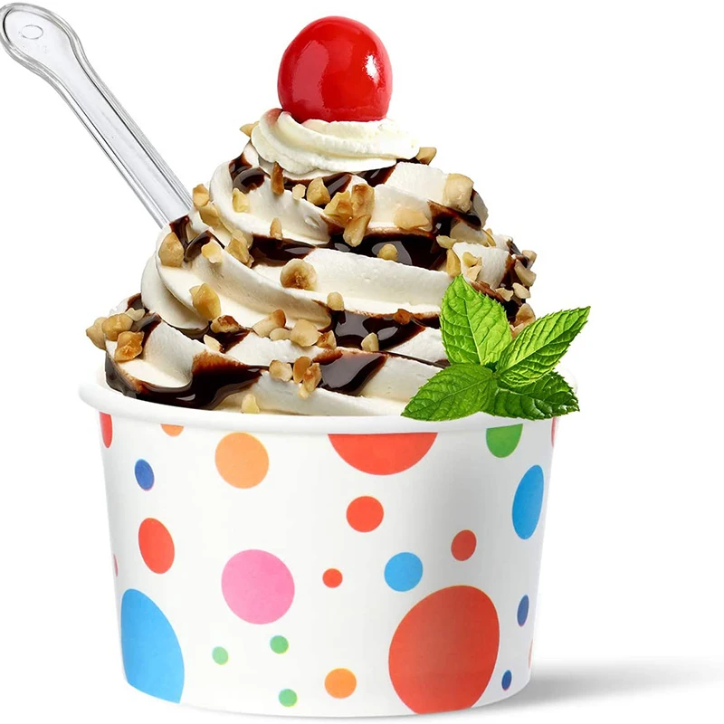 Biodegradable ice cream paper 4oz Lid 4 Oz Ice Cream Cup paper container tubs