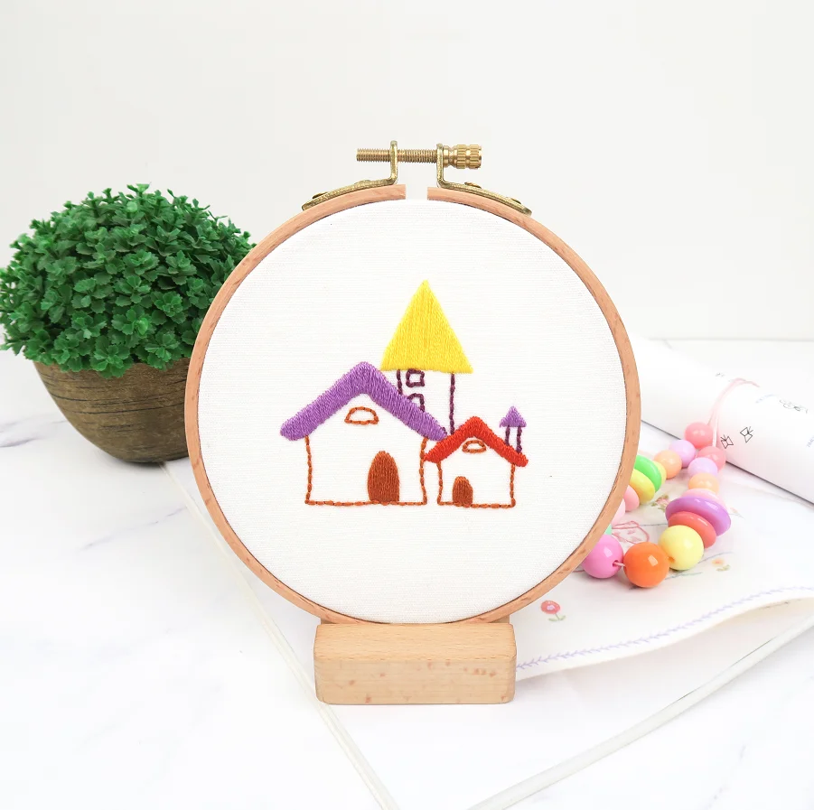 
European style Flower Diy Embroidery Ribbon Set Beginner With Embroidery Shed Sewing Kit Cross stitch Crafts Hand stitched Decor 