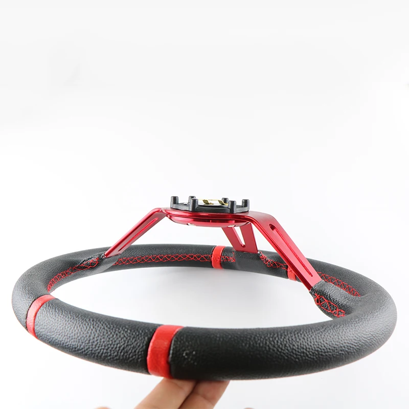 MOMO 14 350MM Steering Wheel Red PVC Artificial Leather NUBUCK Sports Racing Car For Toyota Honda Universal Horn Button