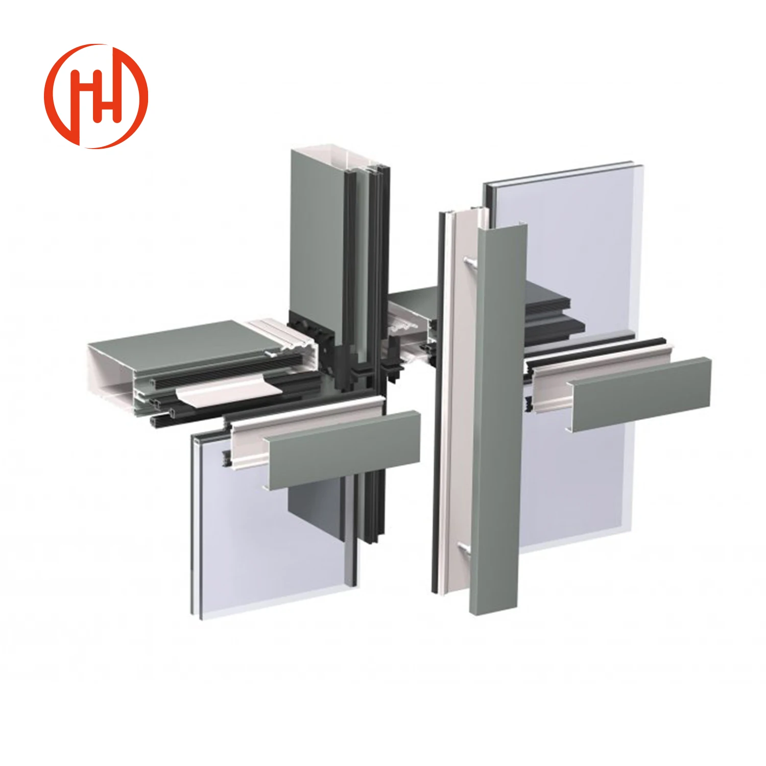 OEM Public Building Insulated Lowe Glass Safety Curtain Wall Aluminum Facade