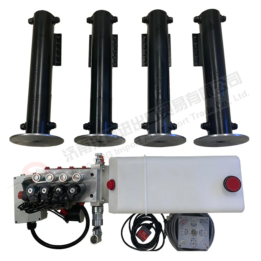 Double acting 12 volt hydraulic cylinder and power unit with auto level system for Motrohome caravan
