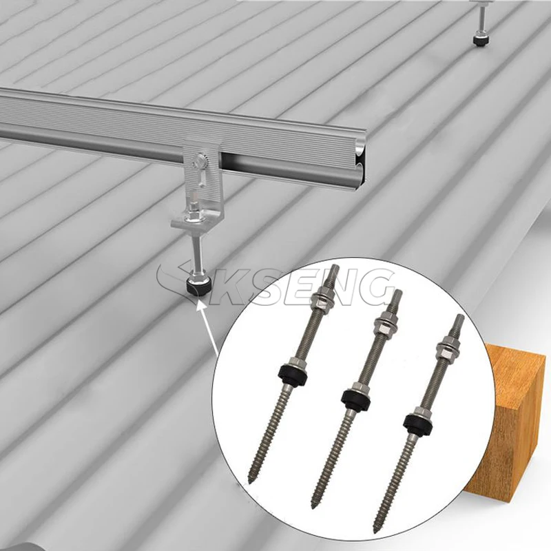 Aluminum SUS304 Dowel Screw Hanger Bolt M8 CE Certified Solar Panel Mounting System Fastener