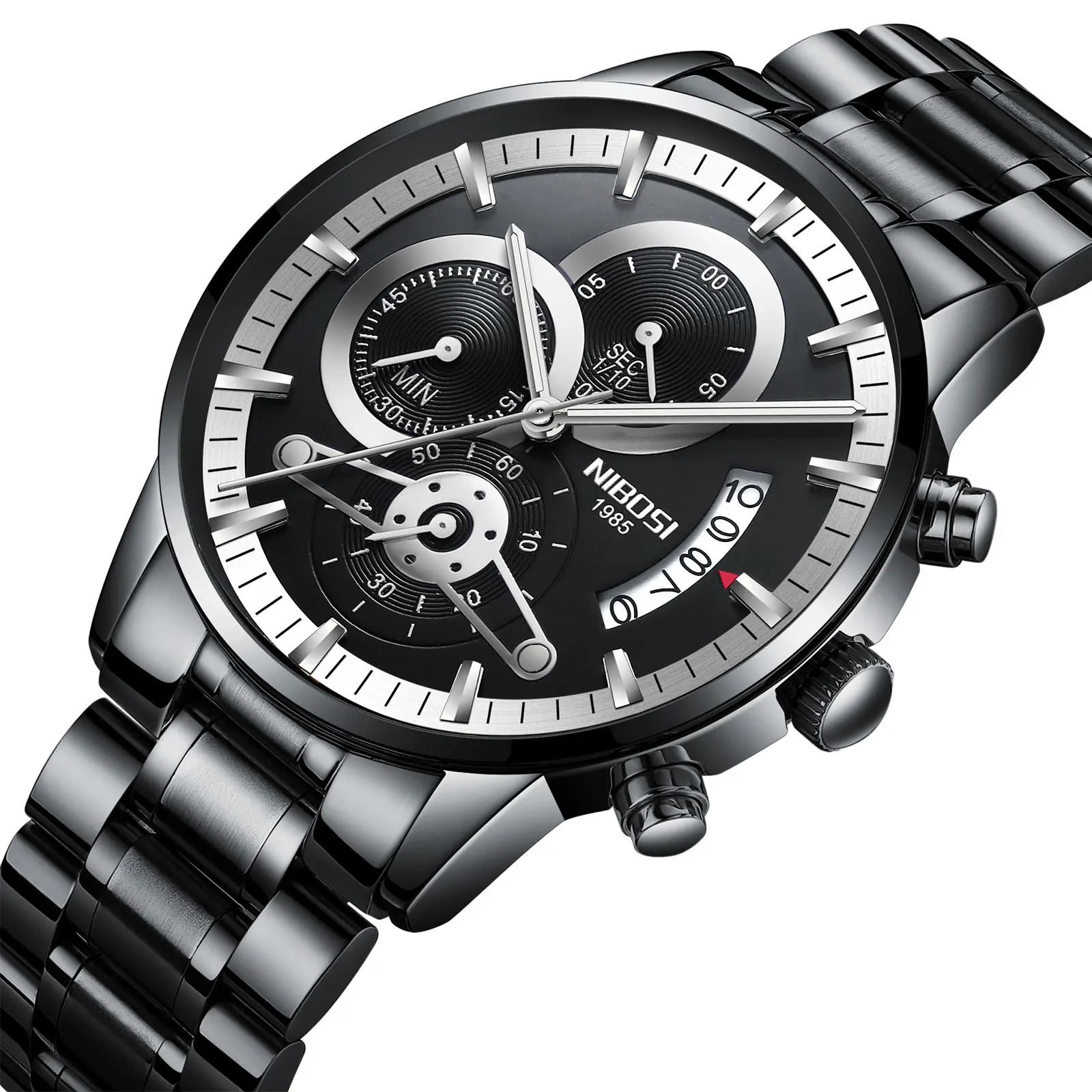 Полностью черные роскошные кварцевые часы