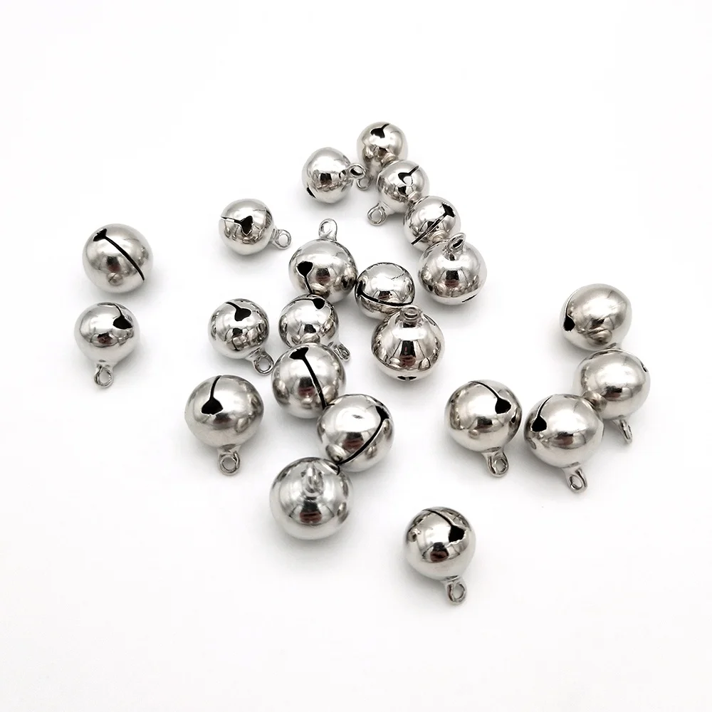 Promotional 12mm width silver color metal decoration craft DIY making small bell xmas decorative jingle bell for gift