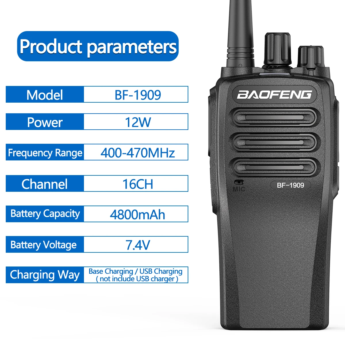 Baofeng UV-1909U Dual Band Professional portable Handheld Walkie Talkie UHF VHF Radio Transmitter Intercom Two Way Radio