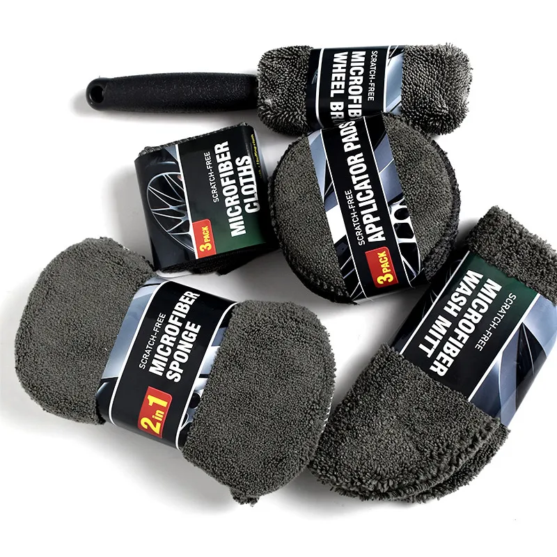 9 pcs/set car cleaning kits set Car Towel Cleaning Cloth Car Cleaning Brush with Sponge