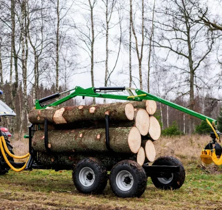 HOT SALE forst wirtschafts anhnger 3 tons log loading trailer with crane forester trailer single forestry crane for sale