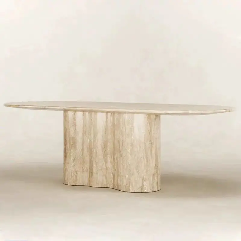 Northern Europe natural cave stone table rectangular light luxury living room modern simple marble negotiating table