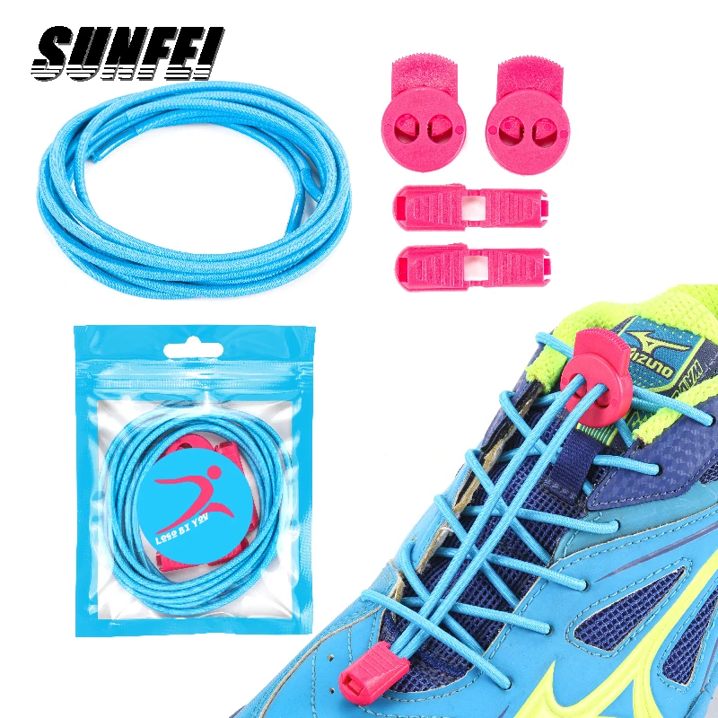 sunfei Sneakers Elastic Shoe Laces Lock with logo Lazy Lock Lace custom no tie Shoelaces tieless Tie-Free Elastic Shoe Laces