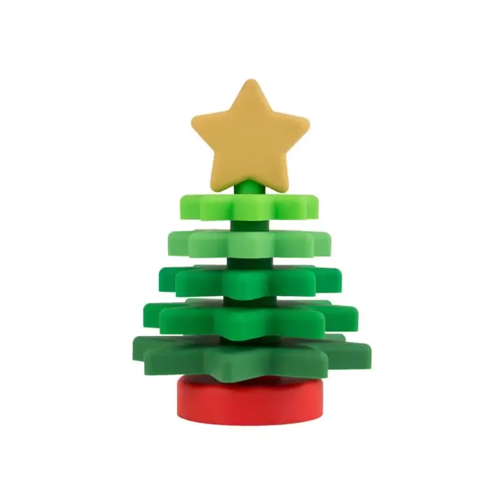 New Arrival Christmas Tree Soft Star Shape Stackable Building Blocks Babe Baby Silicone Stacking Rings Toy