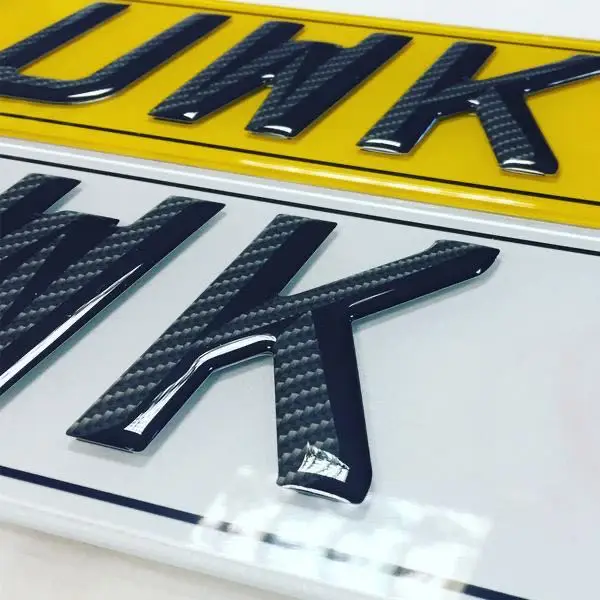 3D gel number plate letter 4D acrylic UK Carbon license number plate number gel polyurethane resin letters