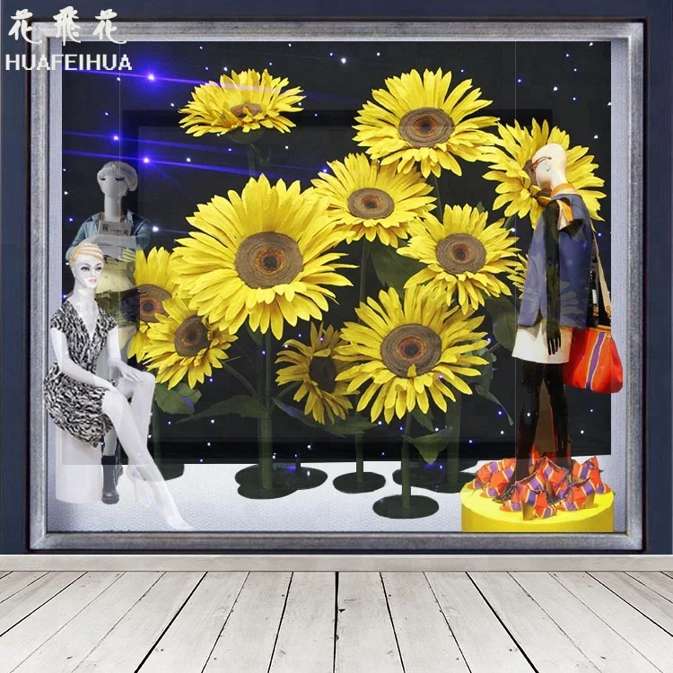 Artificial flowers giant fake sunflowers for window decorations