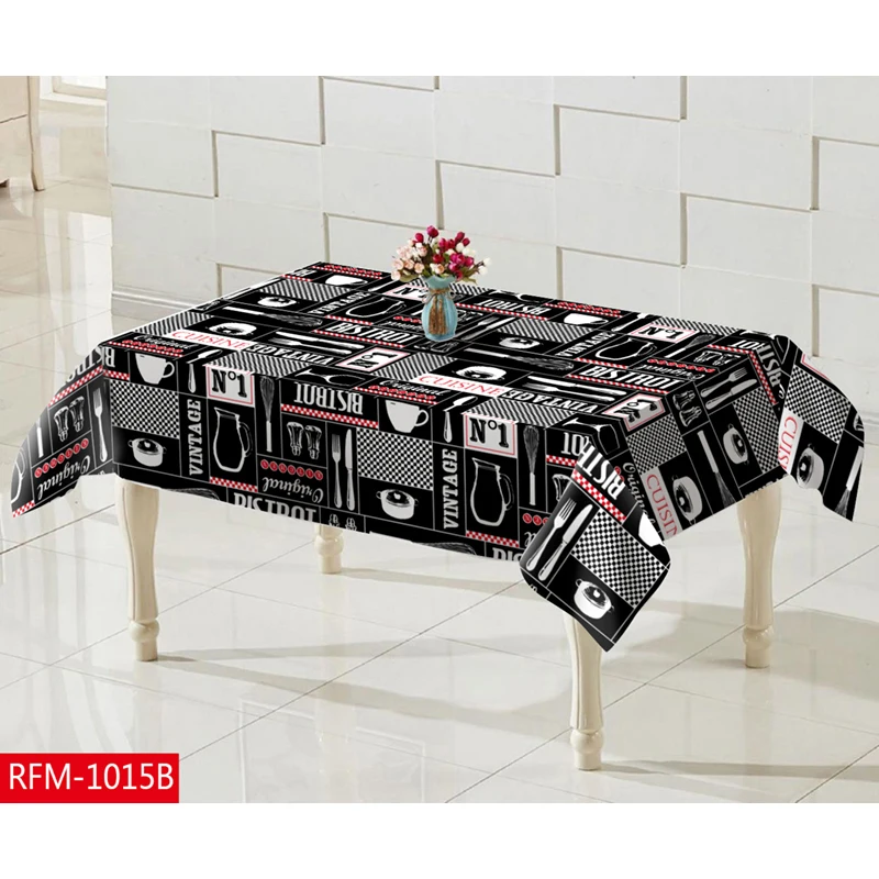 Wholesale pvc cloth vinyl tables printed roll pvc tablecloth with Non-woven/Flannel Backing