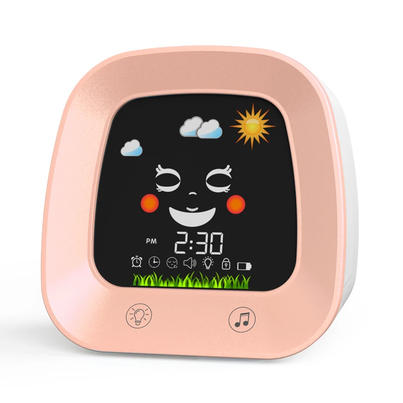 2022 new digital kids alarm clock TV desk clock night light wake up sleep trainer table LCD smart clock music