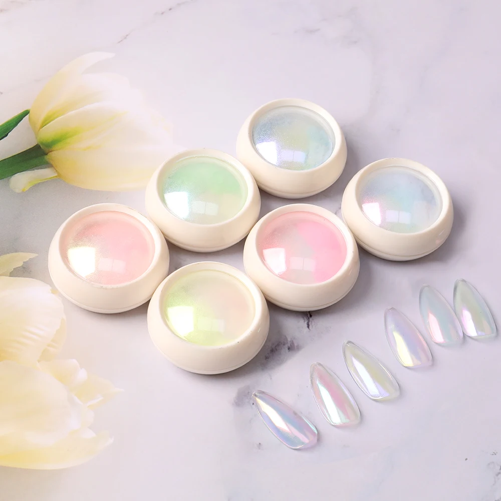 2023 Colorful Finger Art Holographic Shiny Mirror Aurora Glitter Metallic Magic Chrome Pearl Pigments Nails Powder