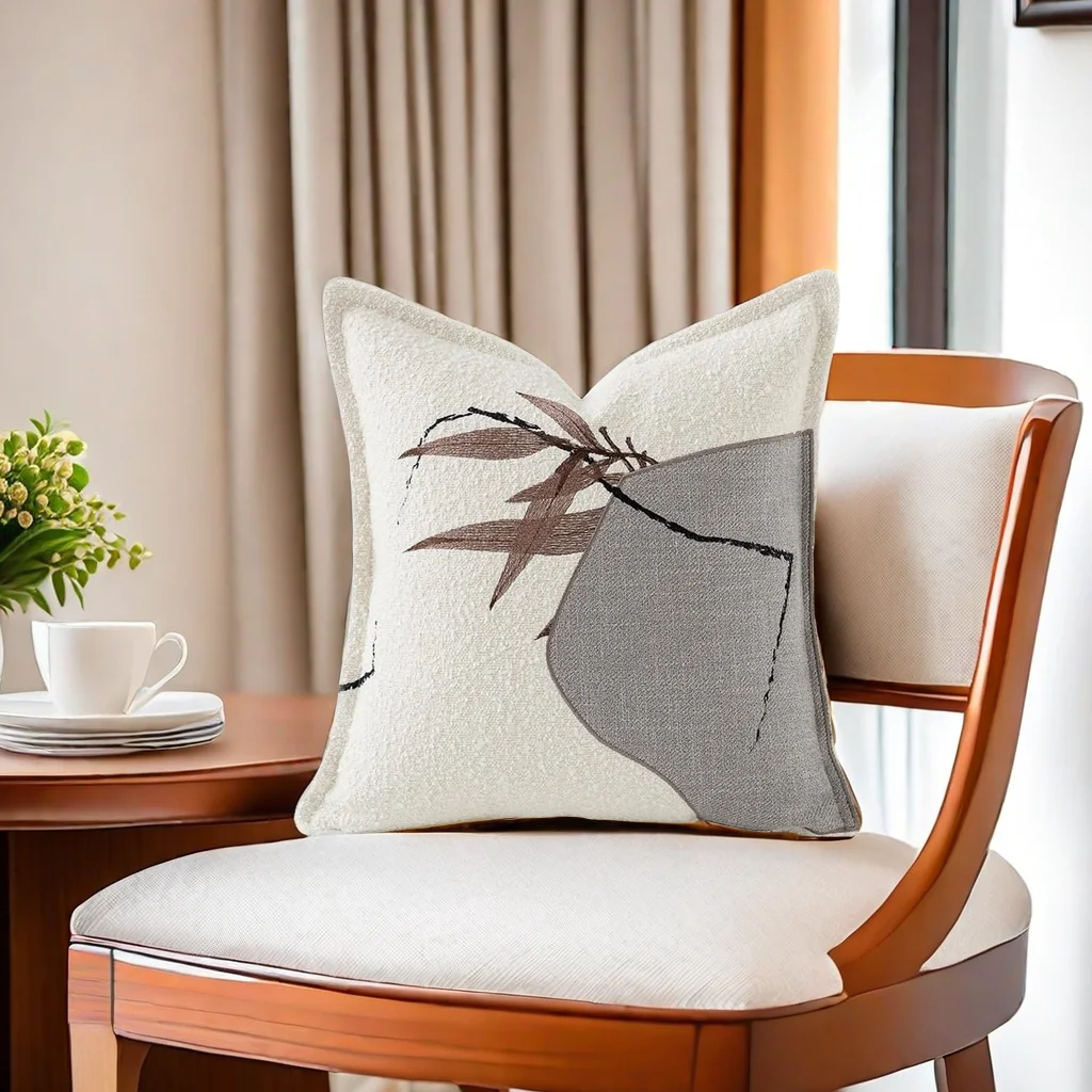 Home Decor Fine Thread Flower jacquard Pillowcase Embroidery Throw Pillow Covers 18x18 Cushion Cover