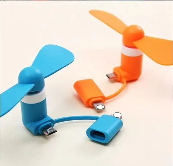 Портативный USB мини-вентилятор 2 в 1 из пластика рекламный подарок охлаждающий вентилятор для iPhone Android