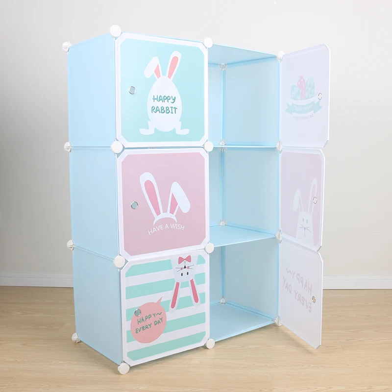 6-Cube Closet Kid Furniture Storage Organizer DIY Display Rack Cabinet Kids Plastic Wardrobe