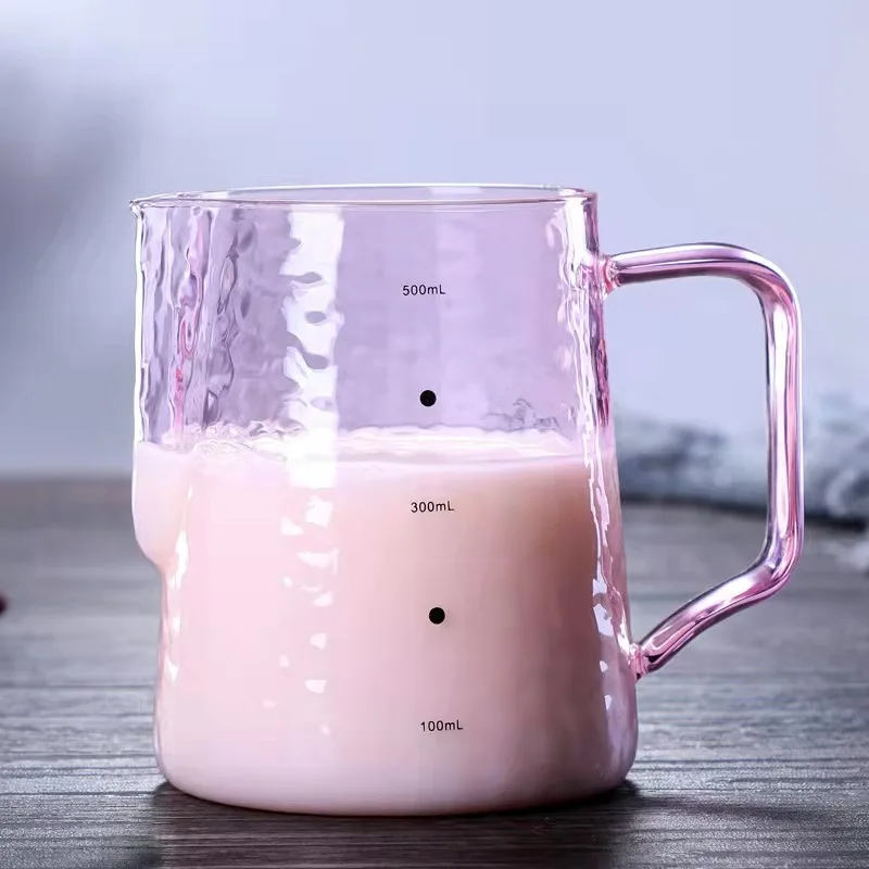 Оптовая продажа жаропрочный стеклянный чайник из боросиликатного стекла для кофе взбивания пены молочный кувшин со стеклянной ручкой