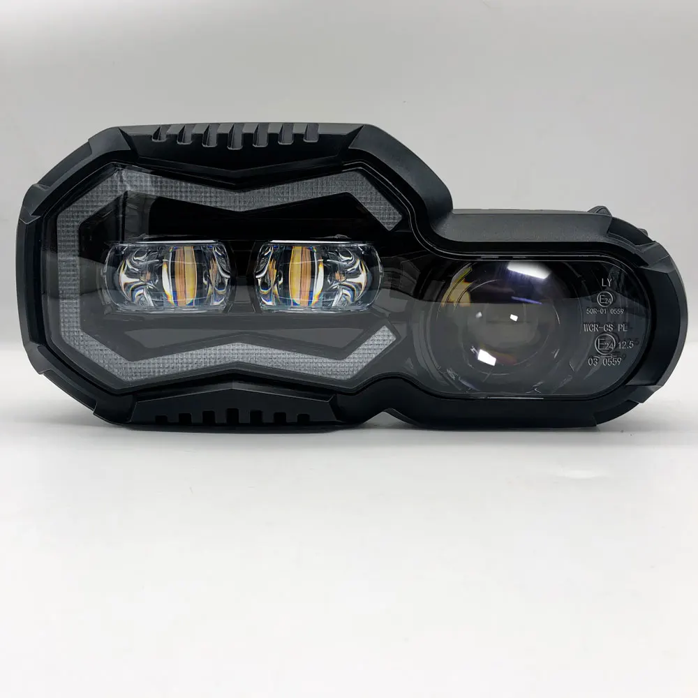 Newest E24 Approved Motorcycle LED Headlight with Angel Eye DRL Assembly Kit for BMW F650G F700GS F800GS F800ADV F800R