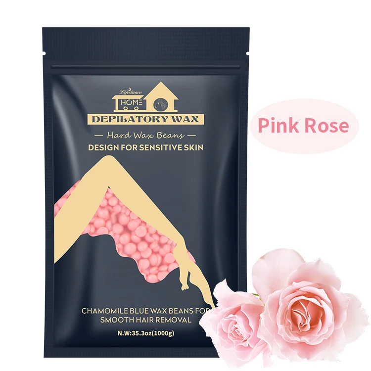 Lifestance Waxing Beads For Face Armpits Bikini Wholesale 1000g Painless Hair Removal Wax Pink Rose Hot Hard Wax Beads