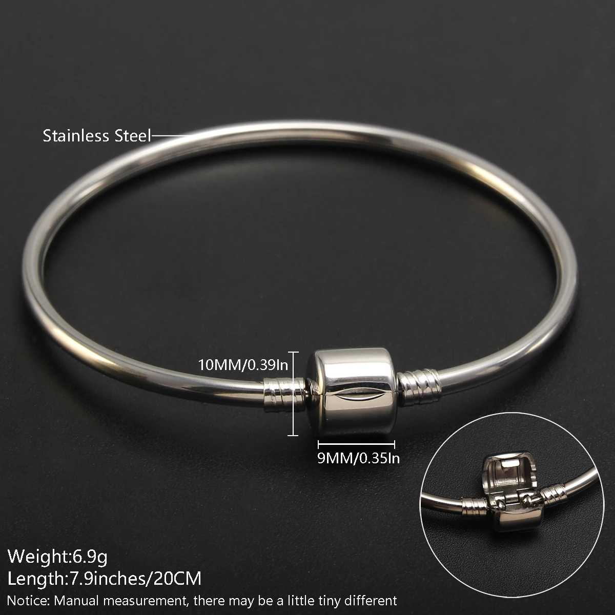 Fashion Washable Stainless Steel DIY Zircon Bangles Waterproof Bone Chain Beads Pendant Bracelets Jewelry Accessories