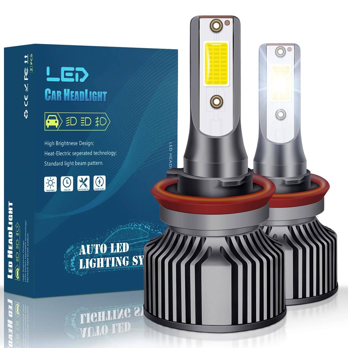 Hot sell H4 led lights 2 sides LED headlight 6000K 8000LM COB Led Headlight bulb H4 H7 H11