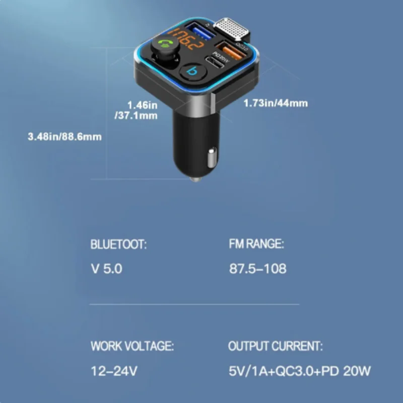FM Transmitter Modulator Car Wireless BT5.0 PD Fast Charger Auto Aux Radio Mp3 Player Music Hands Free Car Kit fit for BMW X5 X6
