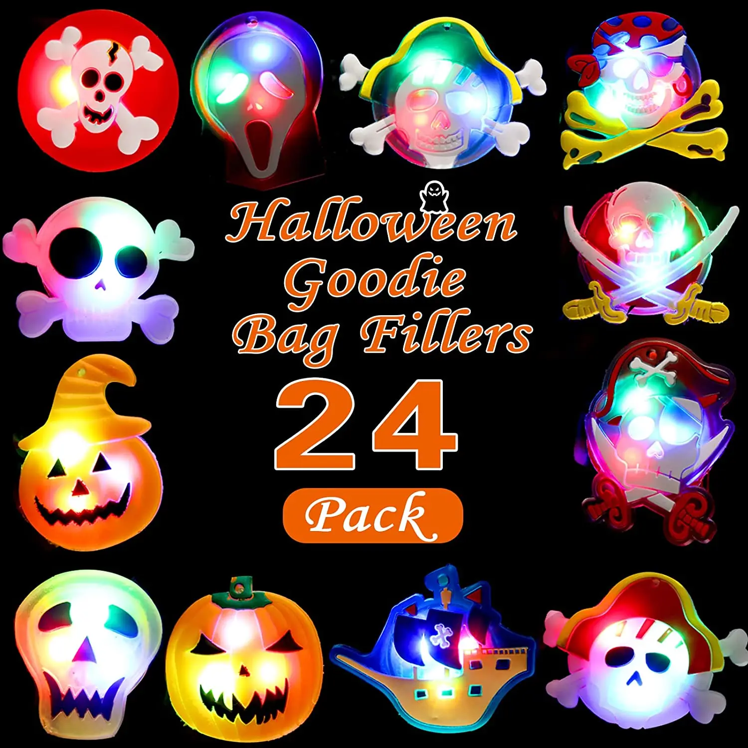 Halloween Party Favors for Kids LED Light Up Bracelet Halloween Toys Halloween Treats  Bag Flashing Candy Gift Bag Fillers