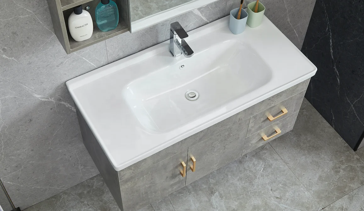 Beat quality glass basin wall mounted 2 large storage cabinet Bathroom Vanities units with mirror