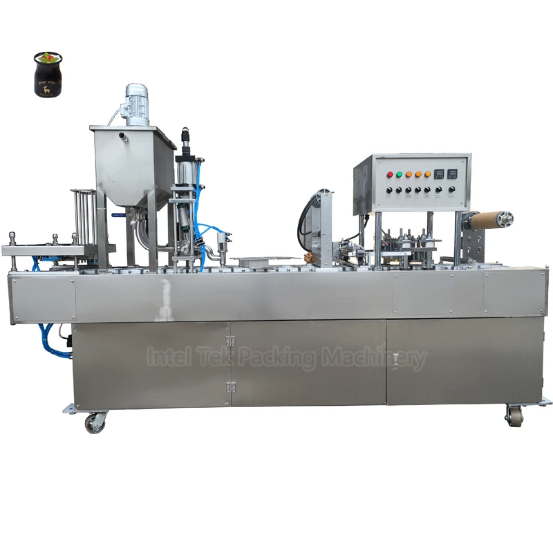 Jelly Cup Packaging Machine Automatic Mini Plastic Yogurt Cheese Pudding Cup Filling Sealing Machinery Jam Biscuit Stick Packer