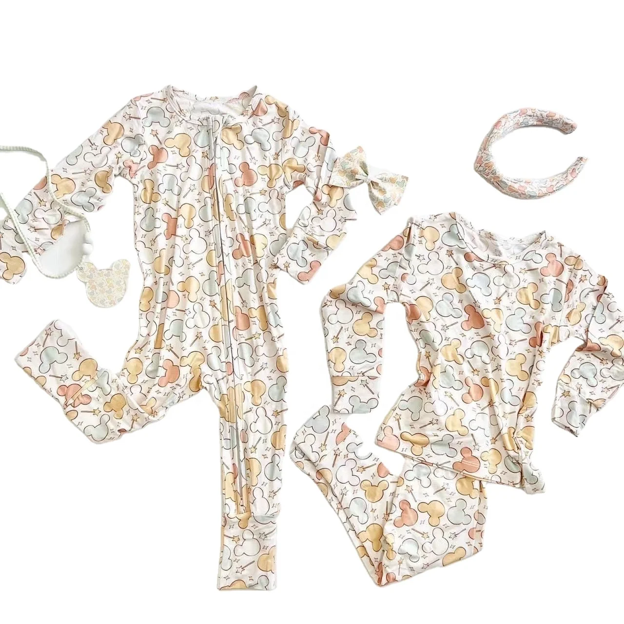 Private Customized Logo Long sleeve bamboo viscose pajamas Zipper bamboo baby romper pajamas