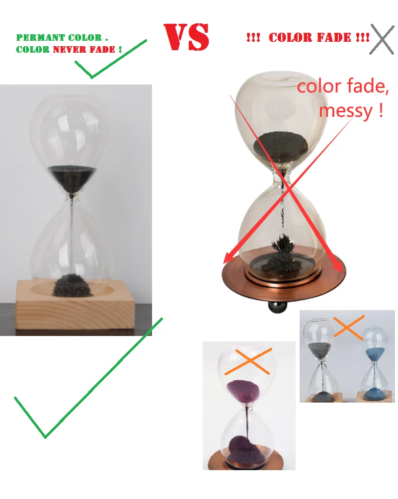 
Hand Made 30SEC permanent color Glass Sand Timer Hourglass Magnetic Sand Timer Promotional Gifts 