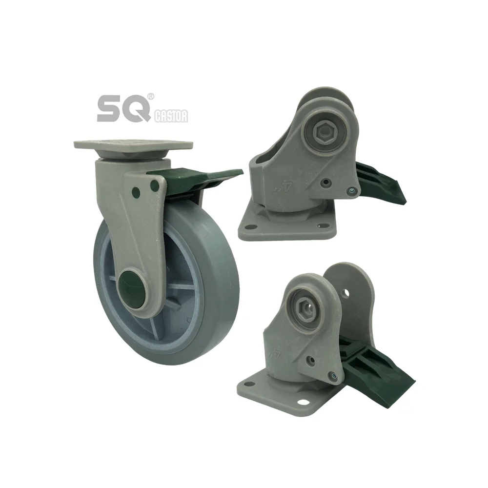 SQ Castor Nylon bracket Caster Wheels Heavy Duty Soft Rubber Plastic Casters Wheel silent swivel Industrial Casters