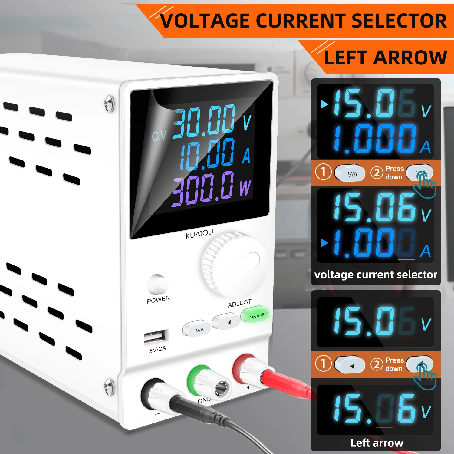KUAIQU SPPS-A3010D Laboratory Benchtop DC Voltage Regulator Encoder Adjustable LCD Digital Voltage Regulator 30V 10A