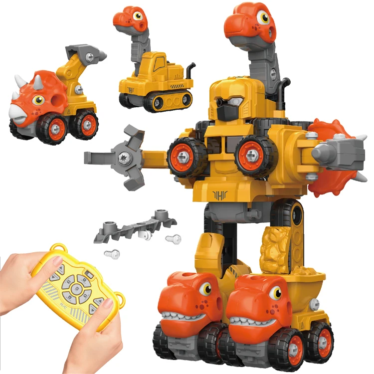 Children Dinosaur Friction Toy Vehicle Take Apart Disassembly Transform Robot RC Car Toys for Kids