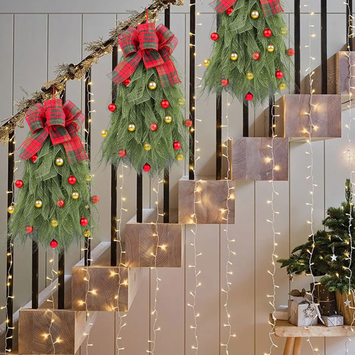 Factory Christmas Tree Garland Decoration Christmas Green Plant Ornaments for Indoor Outdoor Handmade Christmas Tree Wreath Door