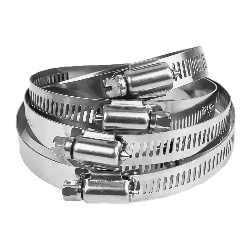 TIN KONG Heavy Duty Stainless Steel Hose Clamp with Throat Hoop Water Pipe Oil Fixed Buckle Ring Clip Clamp Type Bolted