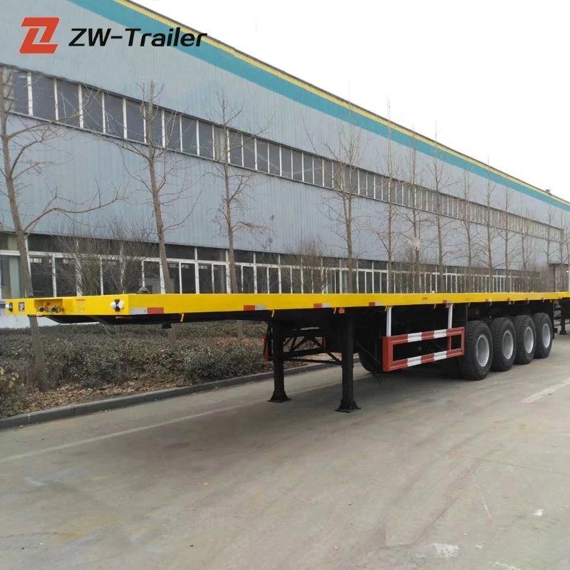 Used 2 3 4 Axles 60 Tons 80 Ton Flatbed Semi Truck Trailers Flatbed Trailers