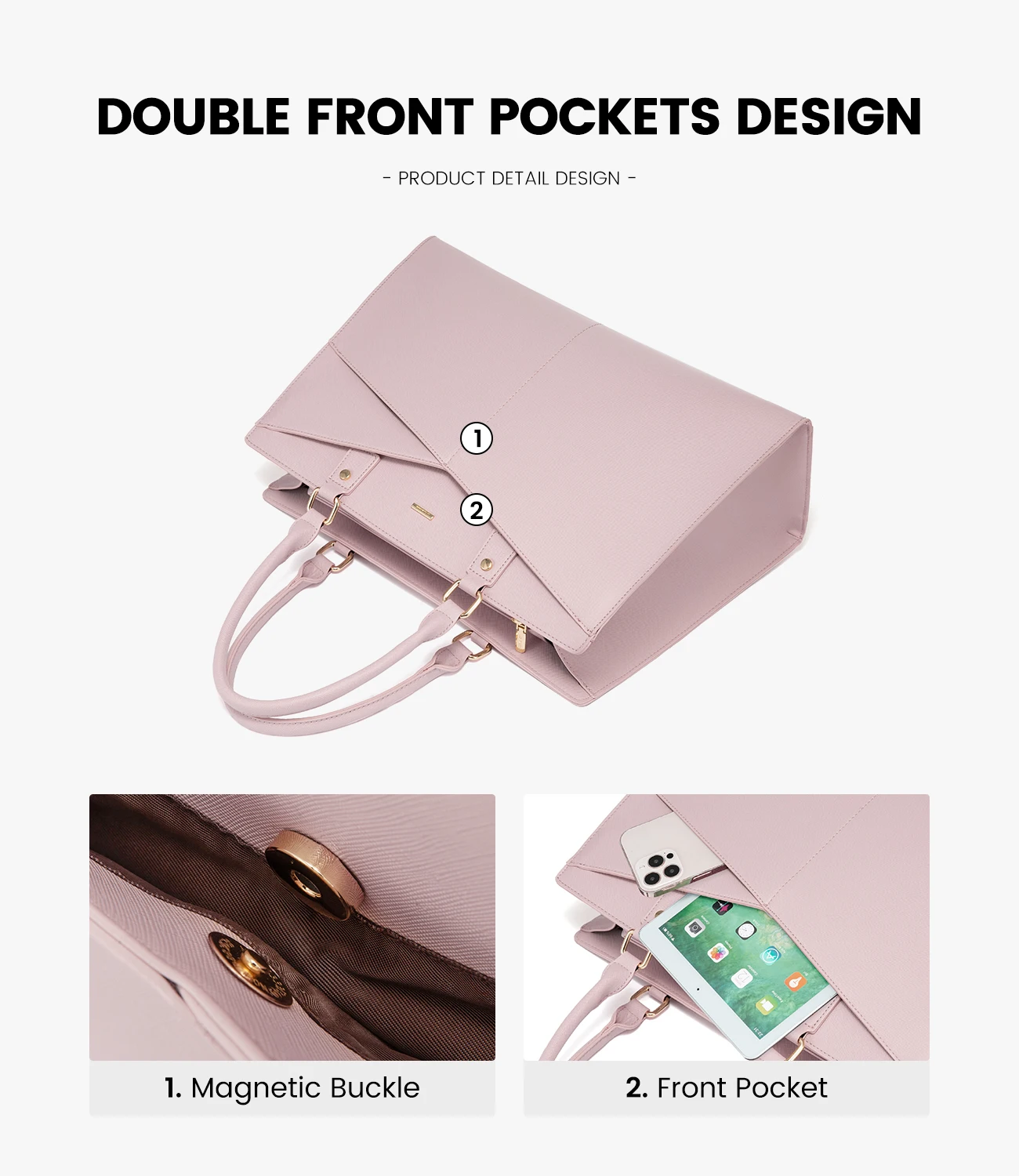 LOVEVOOK wholesale Large Bags 2pc Tote Bag Multi Use work shoulder laptop Tote handbags with compartments For Ladies and girls