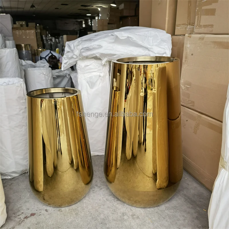 Modern Home Decor Luxury Flower Pot Gold Tall Flower Vase Outdoor Flowerpot Plant Pot for Houses