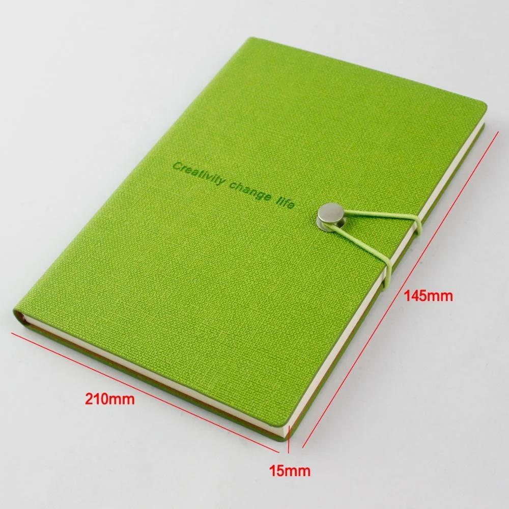 Custom A5 Fabric Pattern Faux PU Leather Soft cover Journal Notebook With A Elastic Rope Or Band