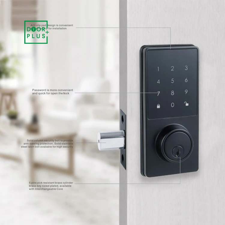 Doorplus Smart Locks Dead Bolt Security Smart Lock With Key 2022 Bluetooth Password Digital Locker Lock