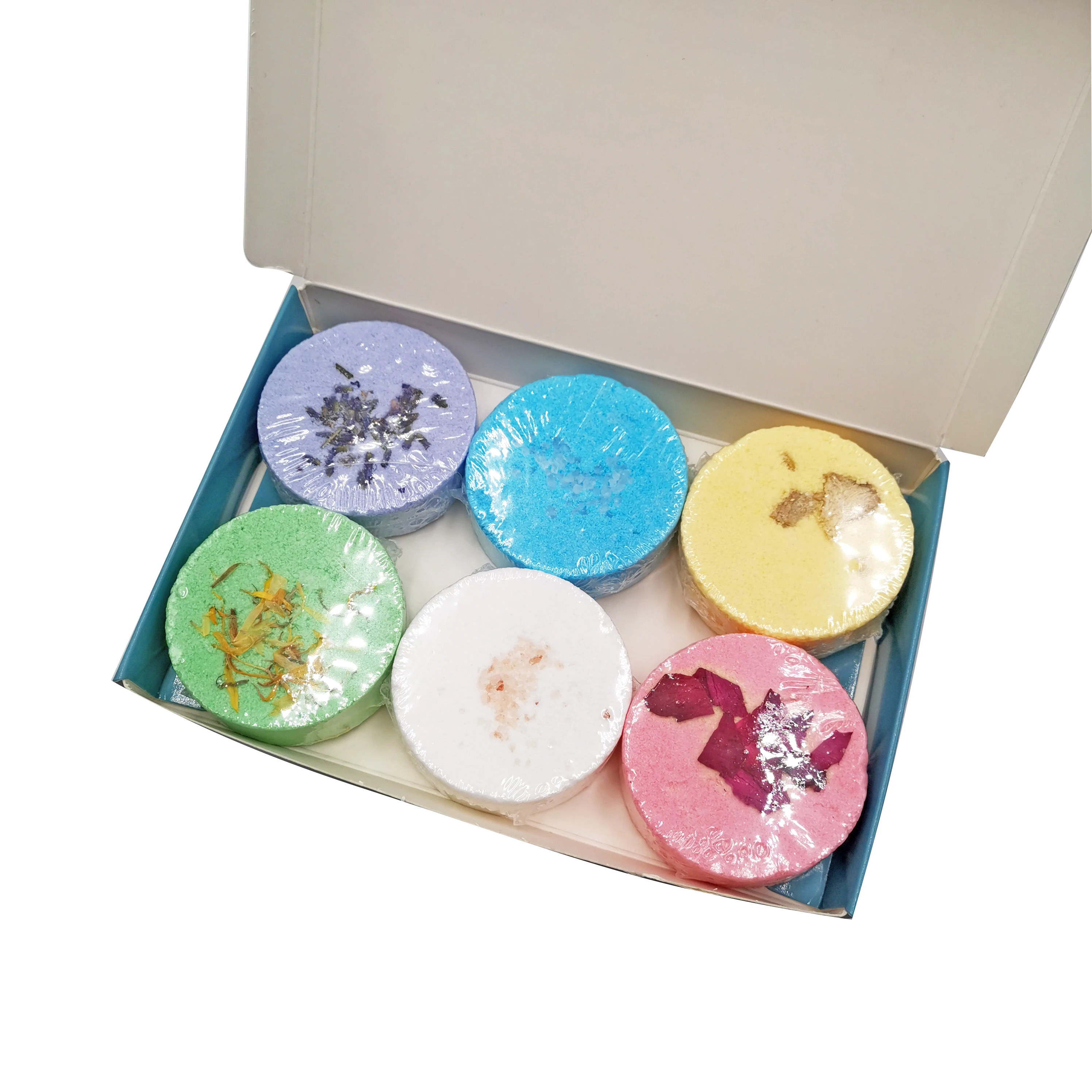 Hot Selling Natural Essential Oil colorful flower steamer gift set Bath Bombs set