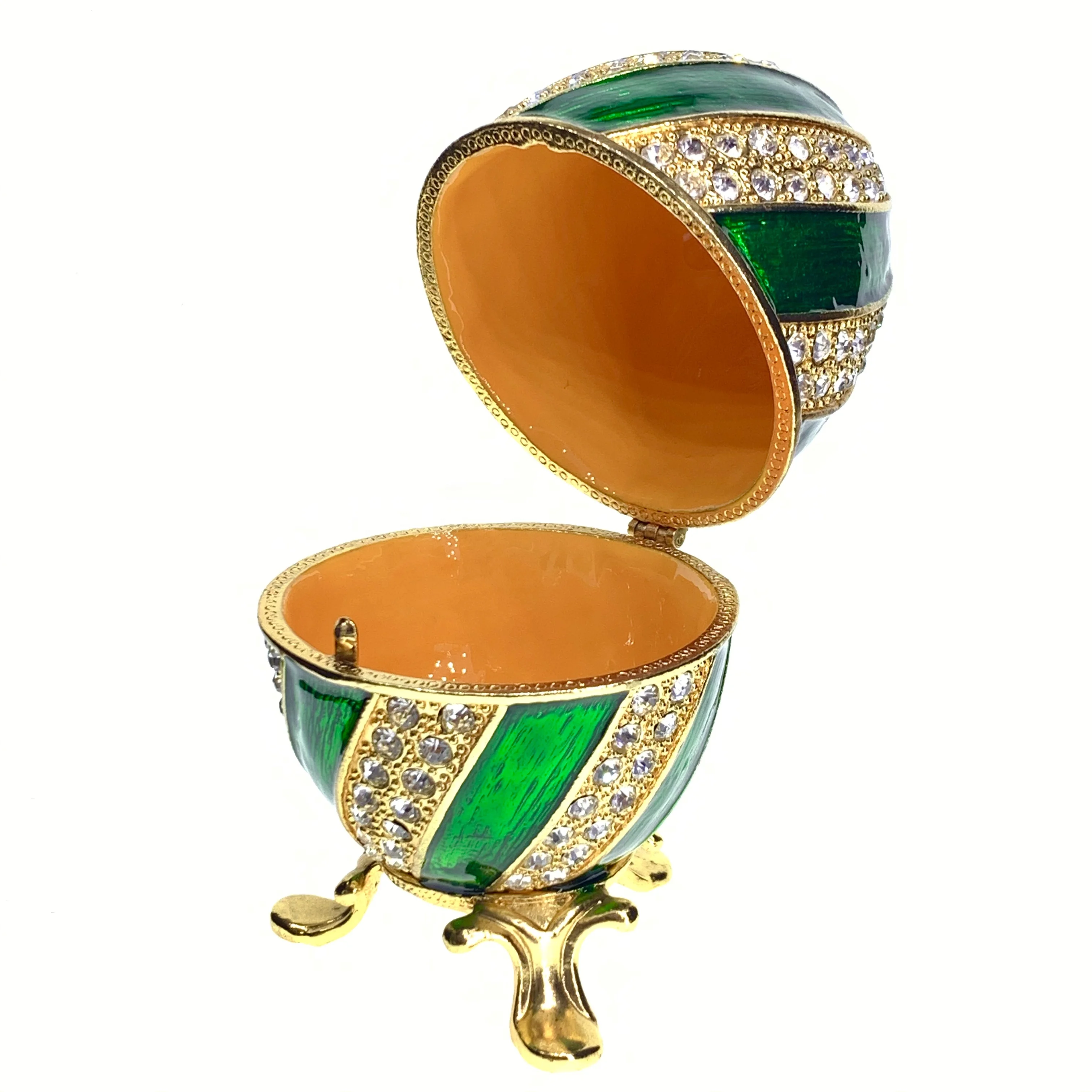 China supplier elegant Russian faberge egg metal jewelry crystal trinket box favor