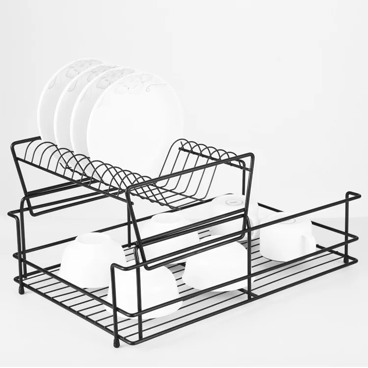 
2 tier folding over the sink kitchen cabinet metal dish drying rack  (62386529363)